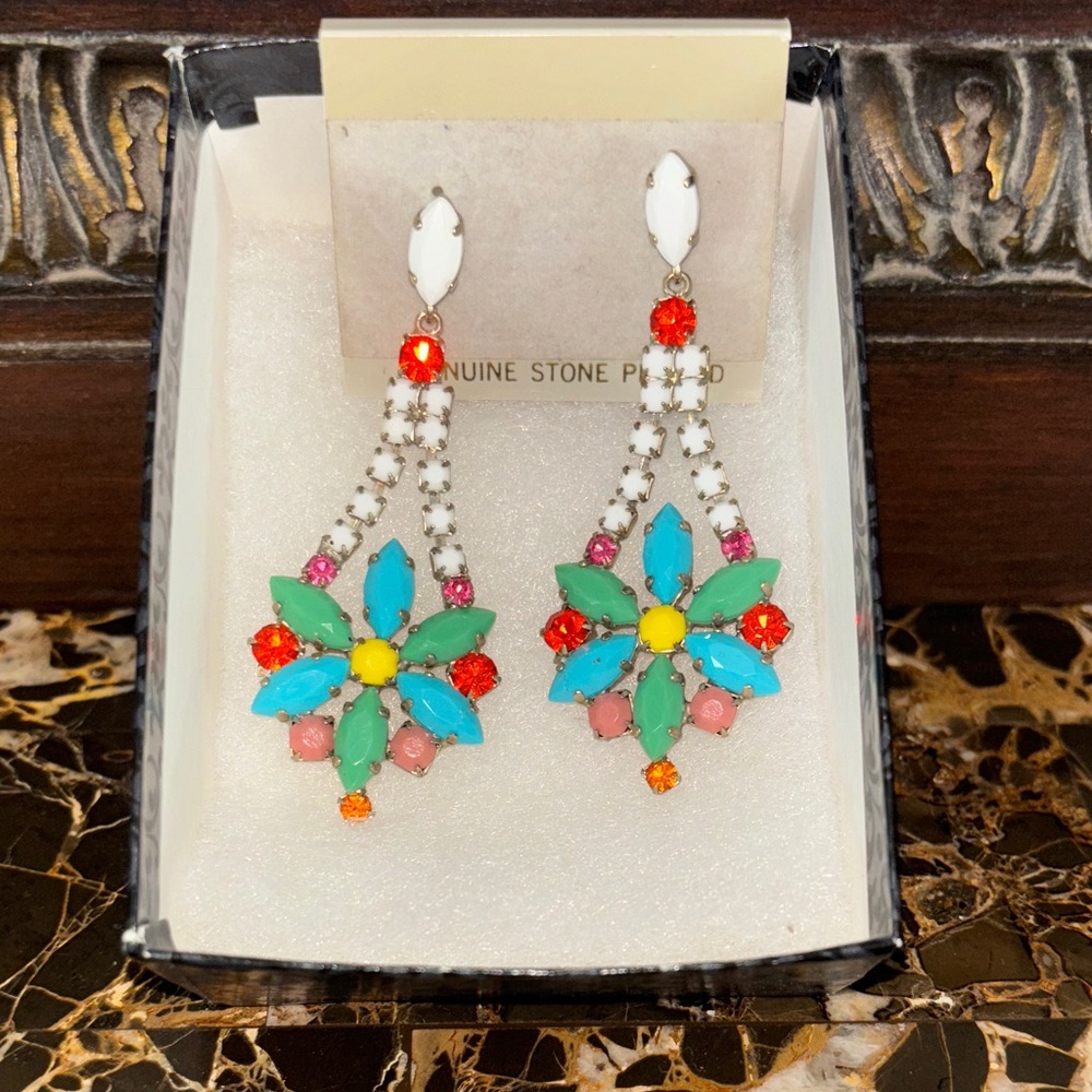 Colorful Floral Stone Earrings